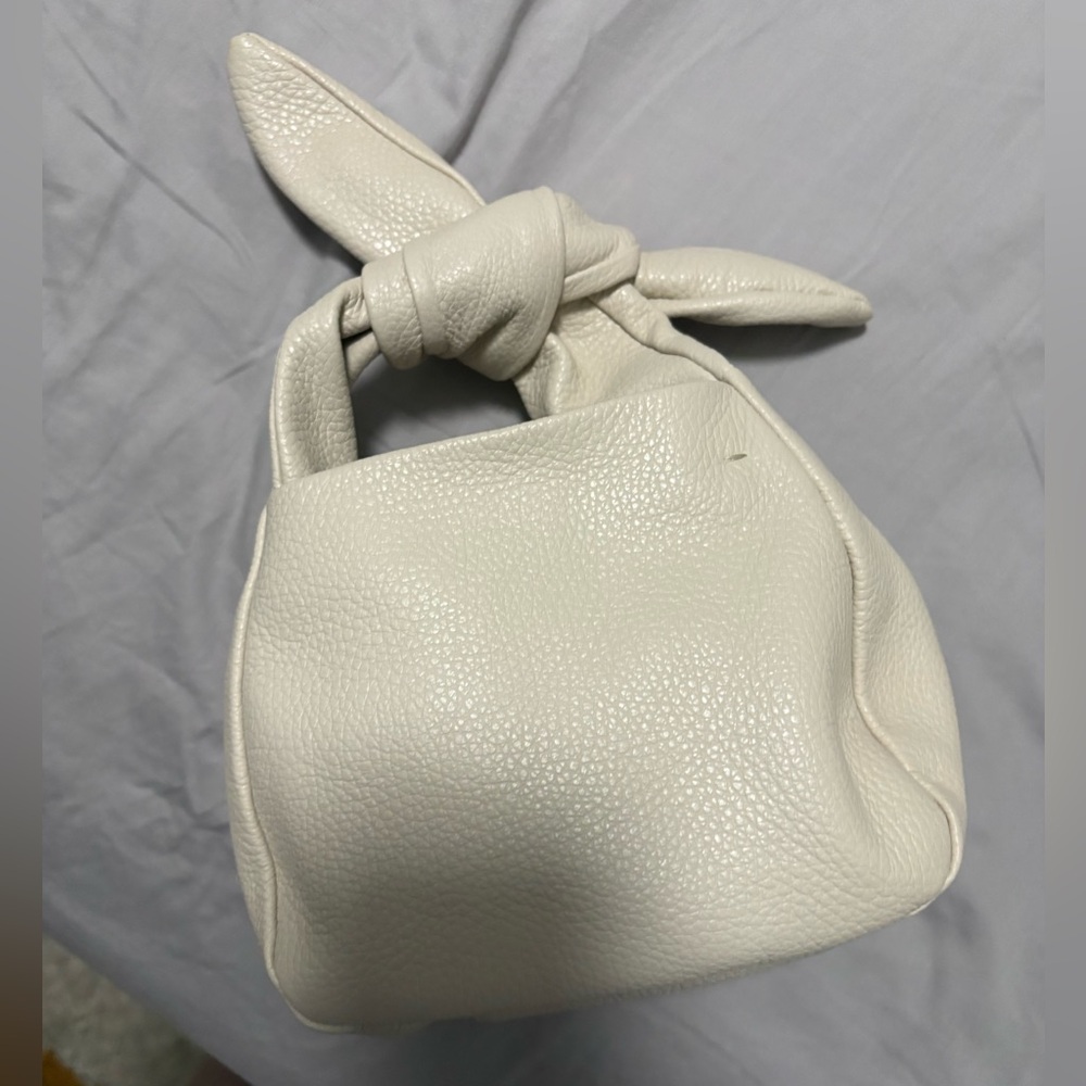 Cuyana Pebbled Leather Mini Bow Bag in Ecru - Picture 4 of 8